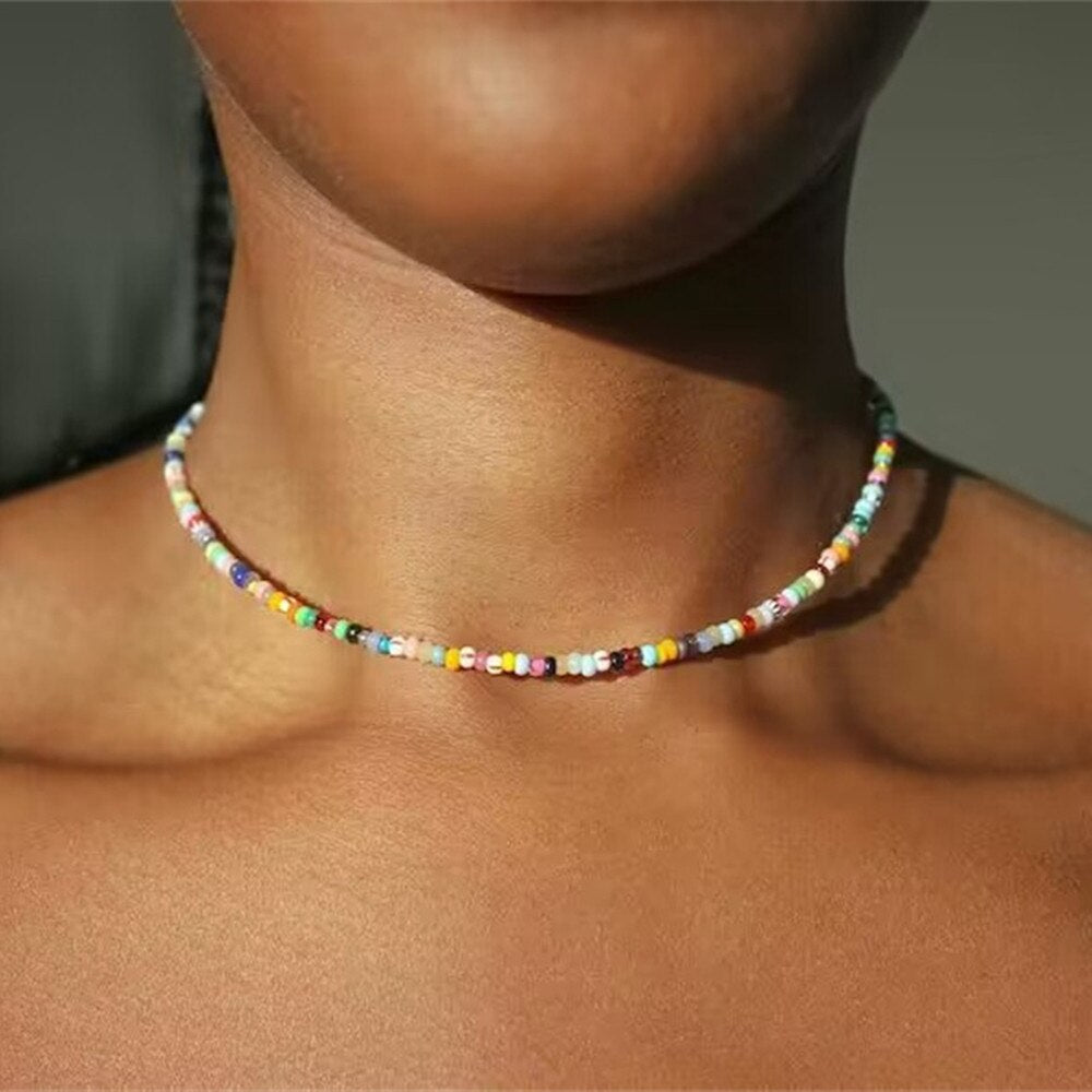 Boho Colorful Bead Chain Necklace